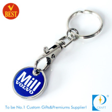 High Quality Custom Printed Metal Trolley Coin with Keyring